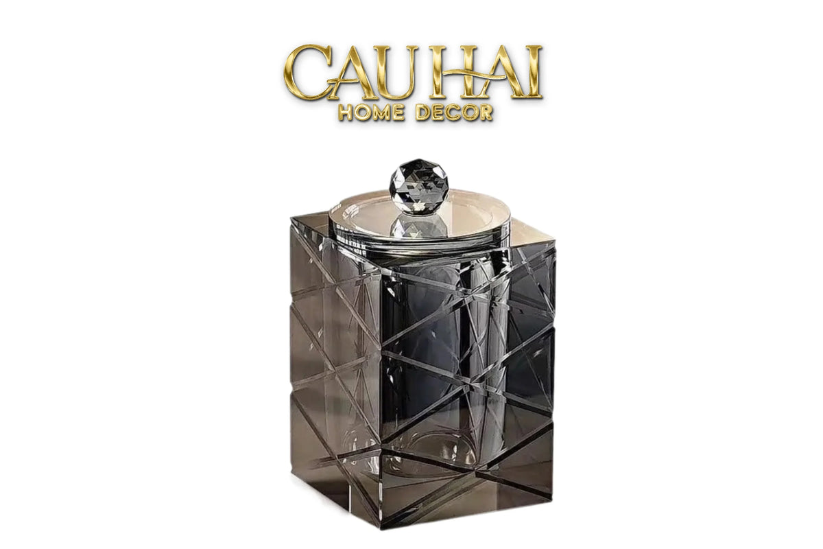 Maison Couture - Lọ Tăm Bông Pha Lê Lumière Cannage Facetté Diamant Cristalleries Vanity 7x13-HŨ TRANG TRÍ-CẬU HAI HOME DECOR