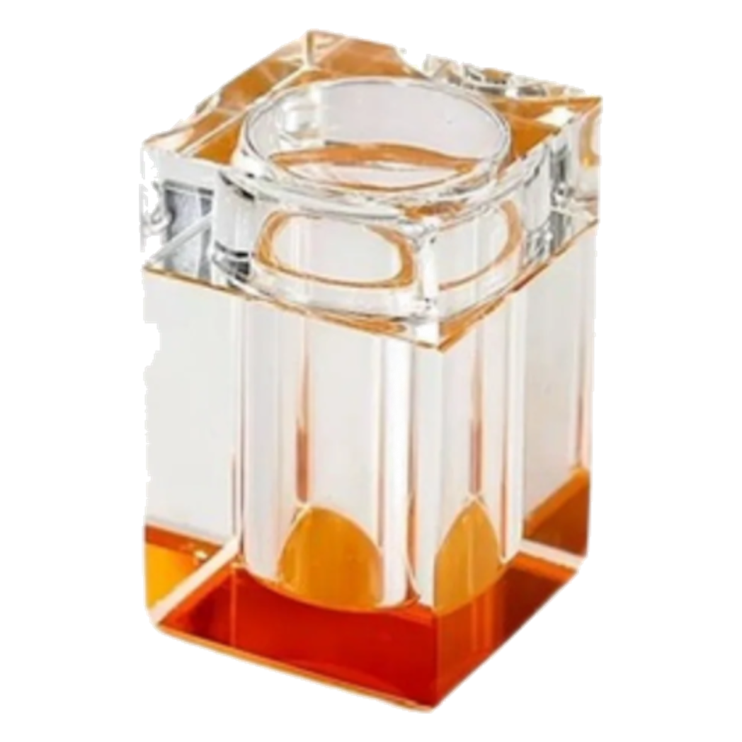 Maison Couture - Lọ Tăm Pha Lê Cubique Amber Éclat 6x10-Lọ Tăm bông - Bathroom Vanity-CẬU HAI HOME DECOR
