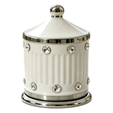 Maison Couture - Lọ Tăm Sứ Đính Đá Bijou Ivoire Argent-Lọ Tăm bông - Bathroom Vanity-CẬU HAI HOME DECOR