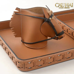 Maison Couture - Lọ Trang Trí Đầu Ngựa Da Thuộc Equestrian Head Leather Saddle Brun Vessel 13x17-CẬU HAI HOME DECOR