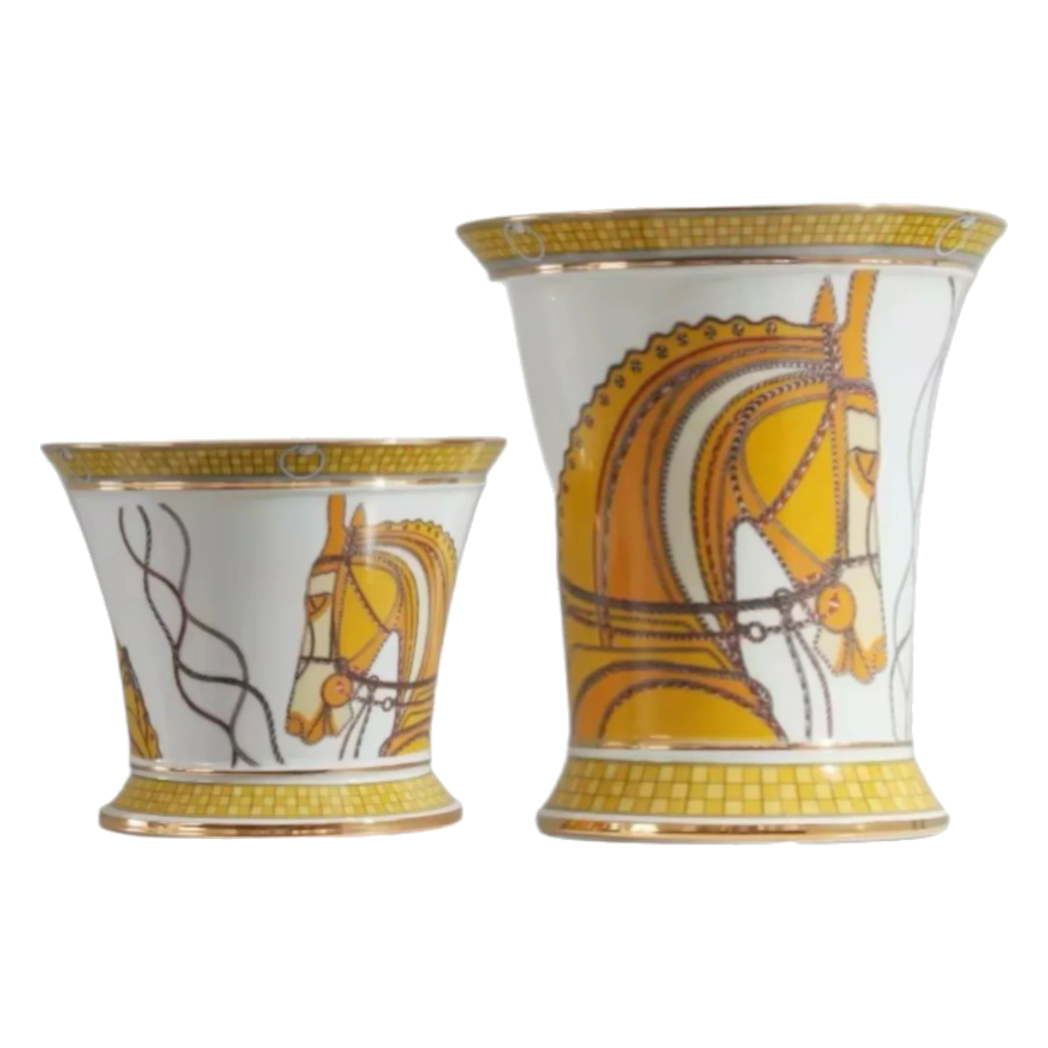 Maison Couture - Set 2 Bình Hoa Chiến Mã Hoàng Gia Équestre Cheval Royal Spéciale Porcelain Vase - Cậu Hai Home Decor