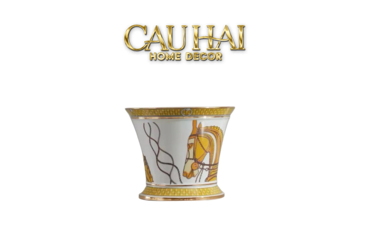 Maison Couture - Set 2 Bình Hoa Chiến Mã Hoàng Gia Équestre Cheval Royal - Spéciale Porcelain Vase. H22 H26 xD15-BÌNH HOA-CẬU HAI HOME DECOR