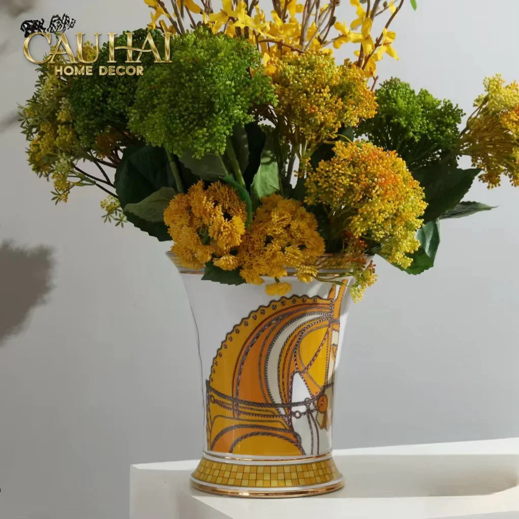 Maison Couture - Set 2 Bình Hoa Chiến Mã Hoàng Gia Équestre Cheval Royal - Spéciale Porcelain Vase. H22 H26 xD15-CẬU HAI HOME DECOR