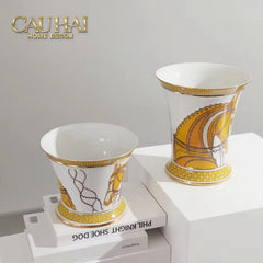 Maison Couture - Set 2 Bình Hoa Chiến Mã Hoàng Gia Équestre Cheval Royal - Spéciale Porcelain Vase. H22 H26 xD15-CẬU HAI HOME DECOR