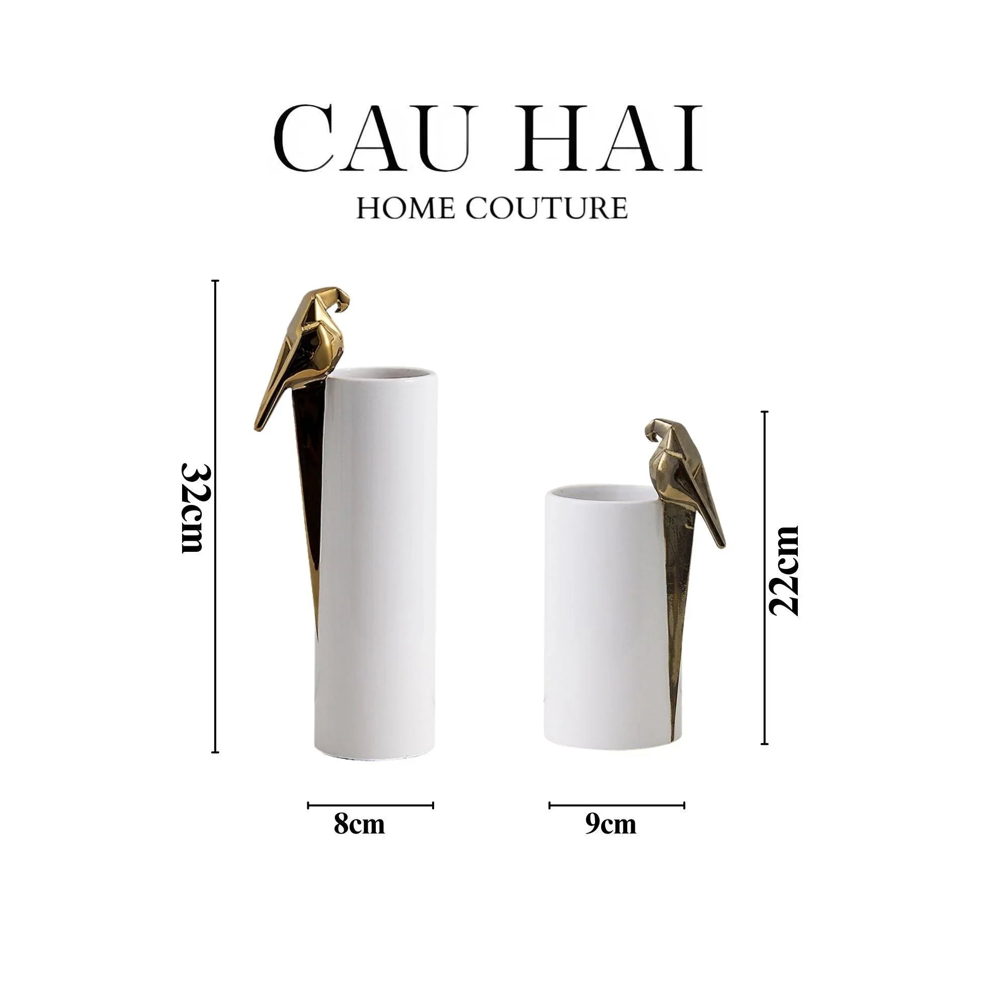 Maison Couture - Set 2 Bình Hoa Gốm Sứ Vẹt Mào Lumière Origami Parrot Vase.-CẬU HAI HOME DECOR