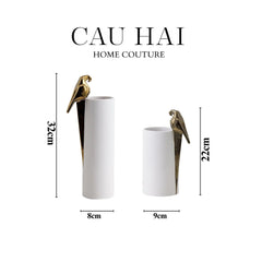 Maison Couture - Set 2 Bình Hoa Gốm Sứ Vẹt Mào Lumière Origami Parrot Vase.-CẬU HAI HOME DECOR