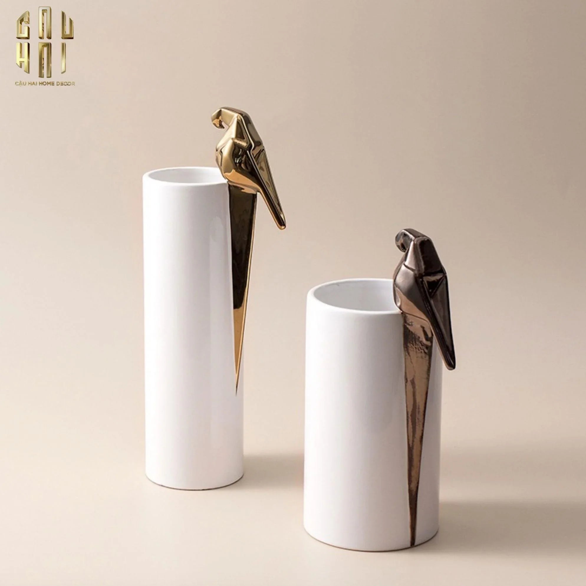 Maison Couture - Set 2 Bình Hoa Gốm Sứ Vẹt Mào Lumière Origami Parrot Vase.-CẬU HAI HOME DECOR