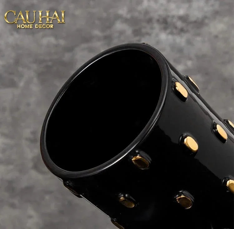 Maison Couture - Set 2 Bình Lọ Impériale Bastion Armory Noir-Gold Vessel-CẬU HAI HOME DECOR