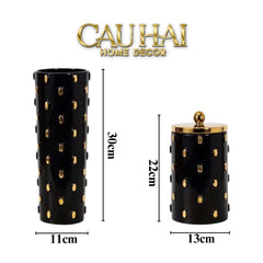 Maison Couture - Set 2 Bình Lọ Impériale Bastion Armory Noir-Gold Vessel-CẬU HAI HOME DECOR