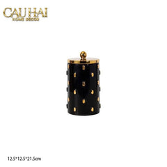 Maison Couture - Set 2 Bình Lọ Impériale Bastion Armory Noir-Gold Vessel-CẬU HAI HOME DECOR