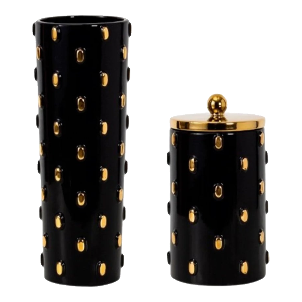 Maison Couture - Set 2 Bình Lọ Impériale Bastion Armory Noir-Gold Vessel