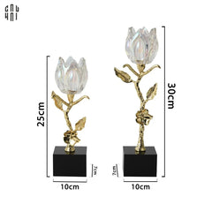 Maison Couture - Set 2 Đế Nến Hoa Hồng Pha Lê Cristalleries Rosé Candle Holders 10x26/30-CẬU HAI HOME DECOR