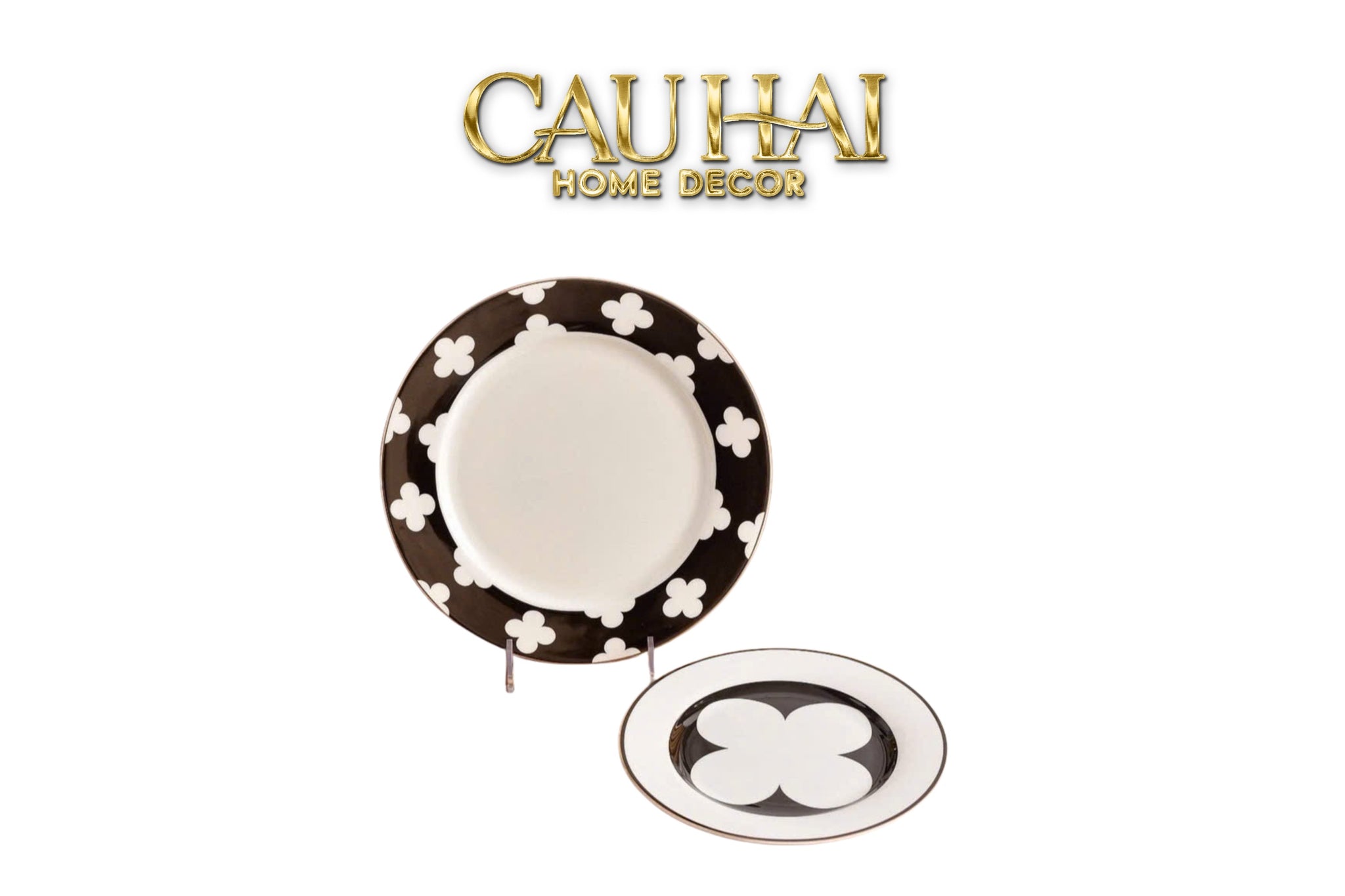 Maison Couture - Set 2 Đĩa Tiệc Trà Château Clover Signature – L’Atelier Rayé Serving Plates - CẬU HAI HOME DECOR