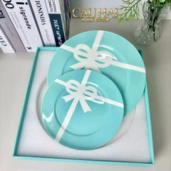 Maison Couture - Set 2 Đĩa Tiệc Trà Élégance Turquoise Ribbon-CẬU HAI HOME DECOR