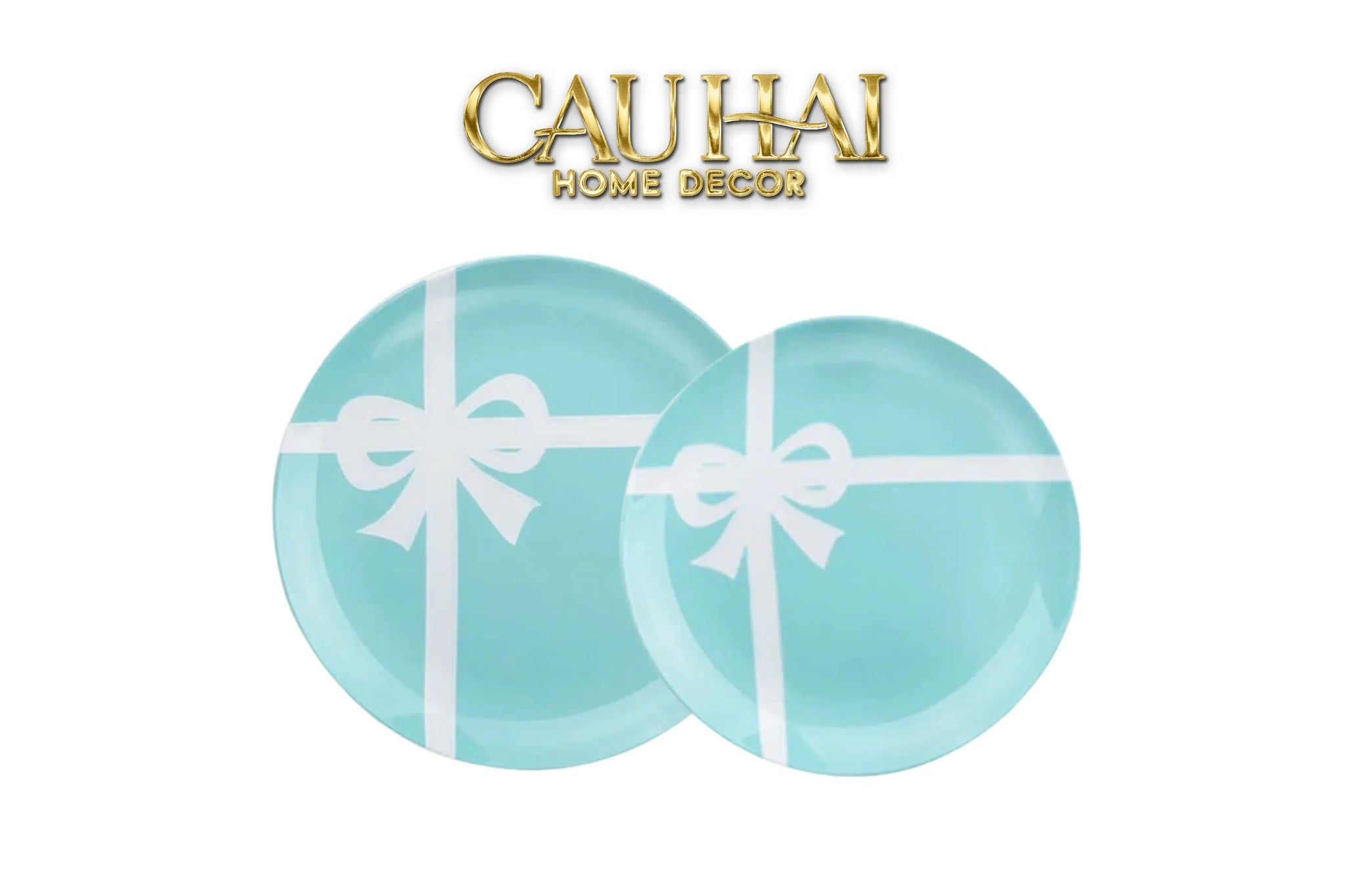 Maison Couture - Set 2 Đĩa Tiệc Trà Élégance Turquoise Ribbon-CẬU HAI HOME DECOR