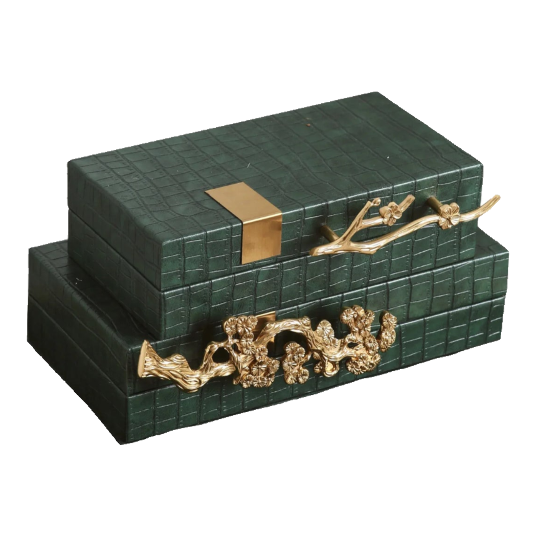 Maison Couture - Set 2 Hộp Trang Sức Emerald Dynasty Jardin-HỘP TRANG SỨC-Đối tác tại Trung Quốc theo từng đơn đặt hàng-CẬU HAI HOME DECOR