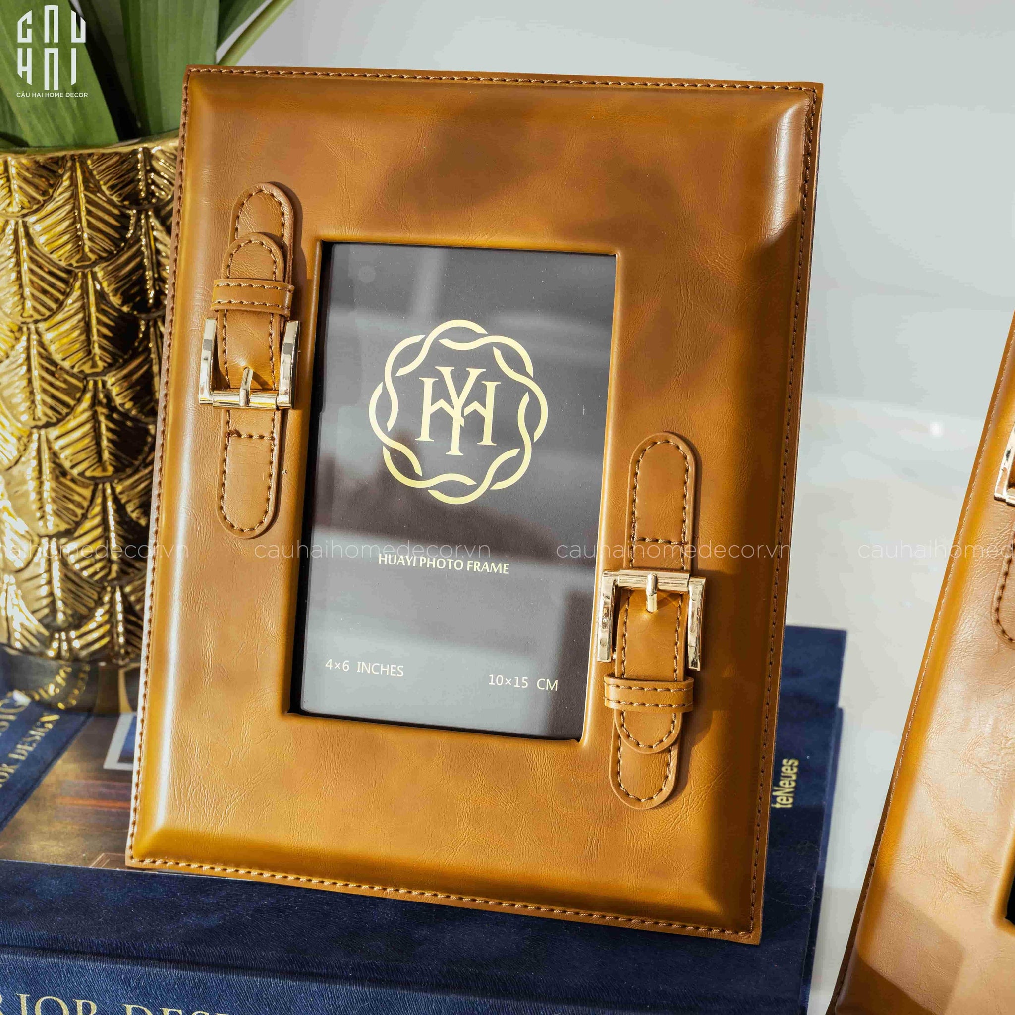 Maison Couture - Set 2 Khung Ảnh Da Bê Signature Burnt-O Lux Leather Belt 6" 7"-CẬU HAI HOME DECOR