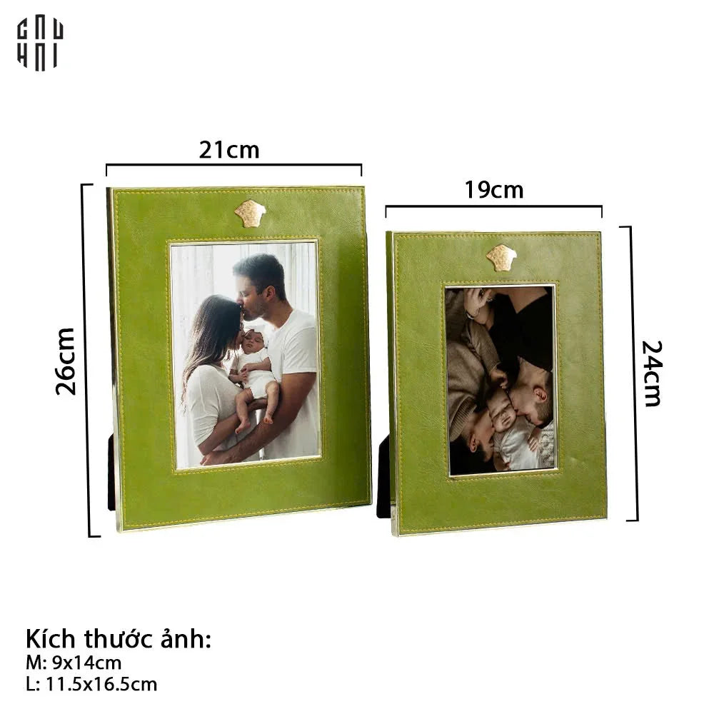 Maison Couture - Set 2 Khung Ảnh Da Cadre Cuir Vert Mousse Élégance - CẬU HAI HOME DECOR