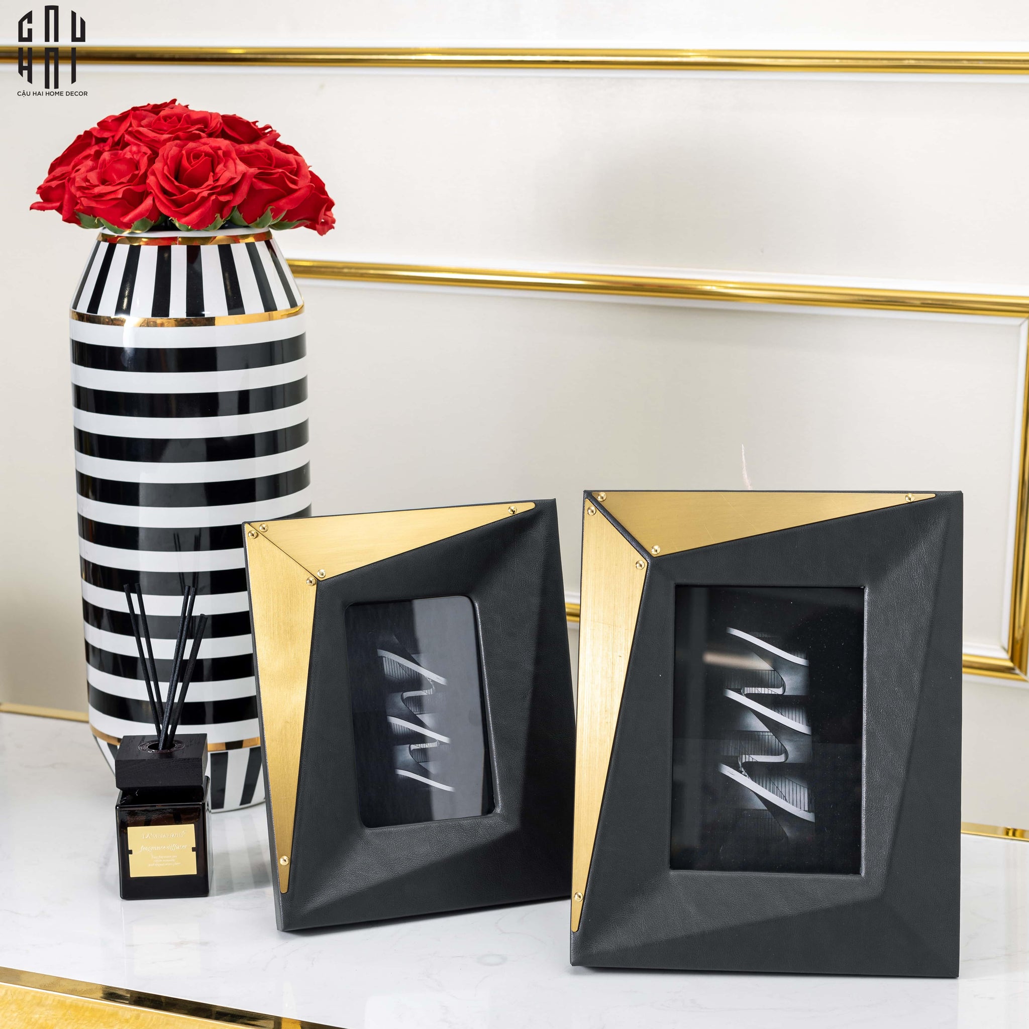 Maison Couture - Set 2 Khung Ảnh Da Savoir Faire Diamant Facetté Leather Frame-CẬU HAI HOME DECOR