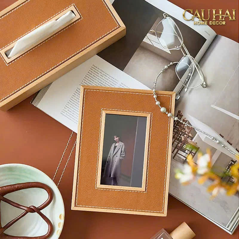 Maison Couture - Set 2 Khung Ảnh Gỗ Cadre Équestre en Cuir Cognac - CẬU HAI HOME DECOR