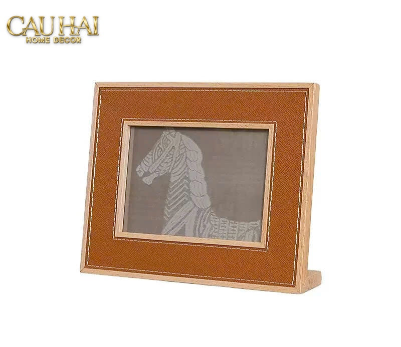 Maison Couture - Set 2 Khung Ảnh Gỗ Cadre Équestre en Cuir Cognac - CẬU HAI HOME DECOR