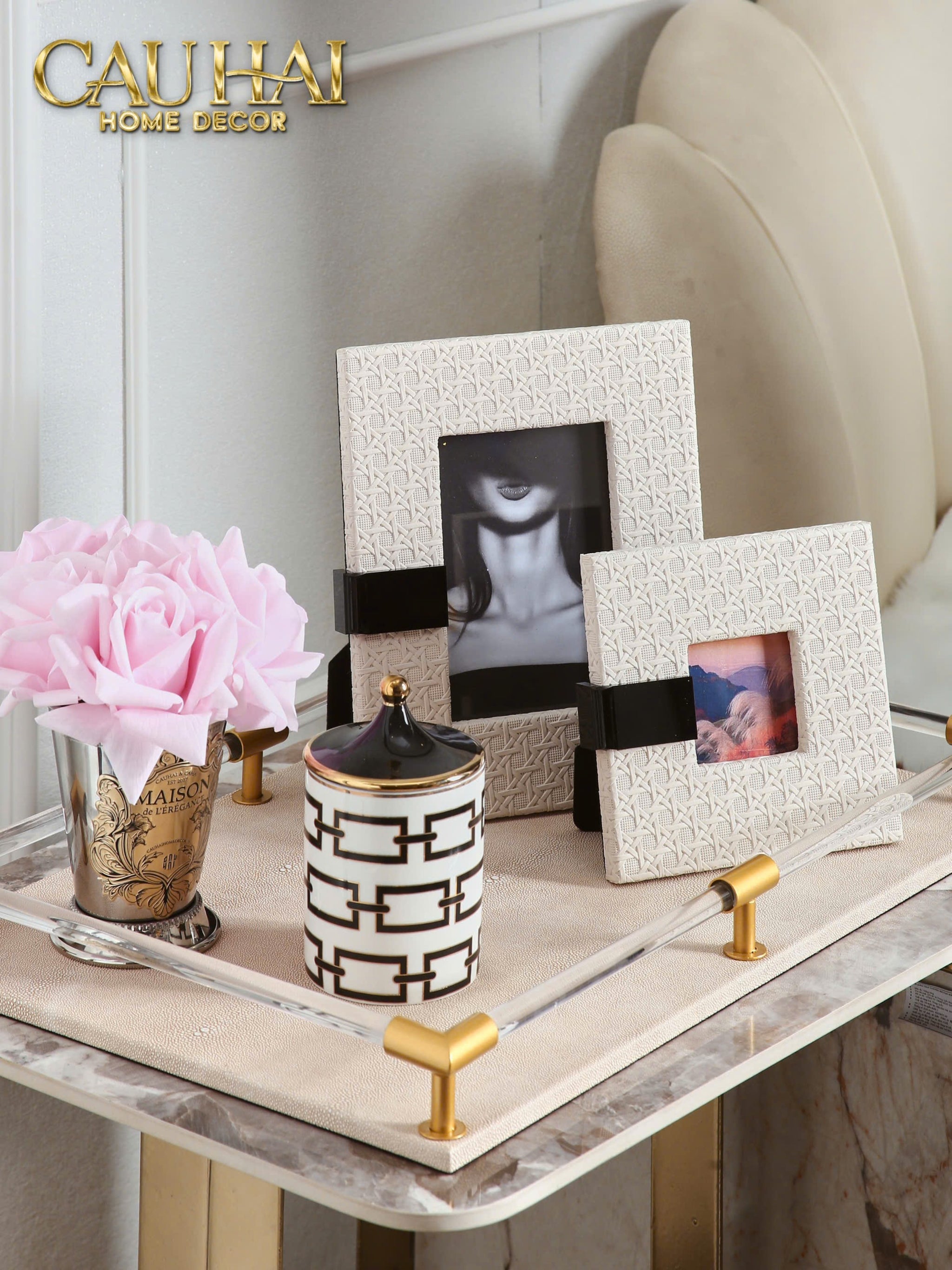 Maison Couture - Set 2 Khung Ảnh White Pearl Cannage - CẬU HAI HOME DECOR