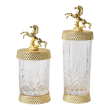 Maison Couture - Set 2 Lọ Kẹo Pha Lê Phối Đồng Cheval Cabré – Brasson Cristalleries Canister 9x20/25