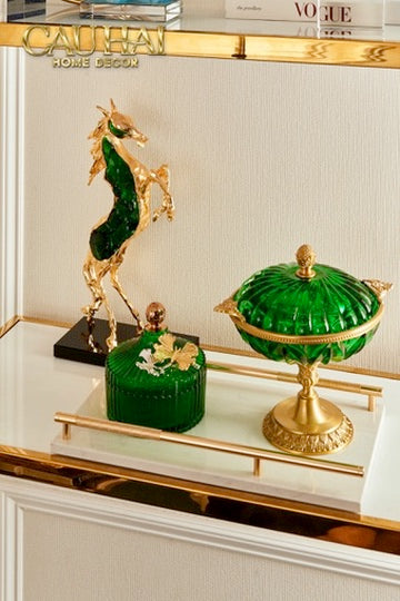 Maison Couture - Set 2 Lọ Kẹo Thuỷ Tinh Papillon Émeraude Royale-Lọ kẹo Canister Bonbonnière-CẬU HAI HOME DECOR