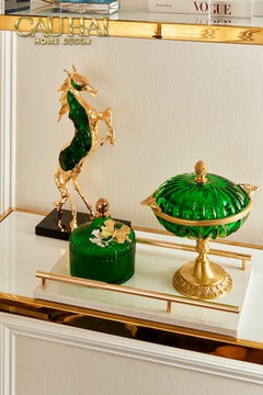 Maison Couture - Set 2 Lọ Kẹo Thuỷ Tinh Papillon Émeraude Royale-Lọ kẹo Canister Bonbonnière-CẬU HAI HOME DECOR