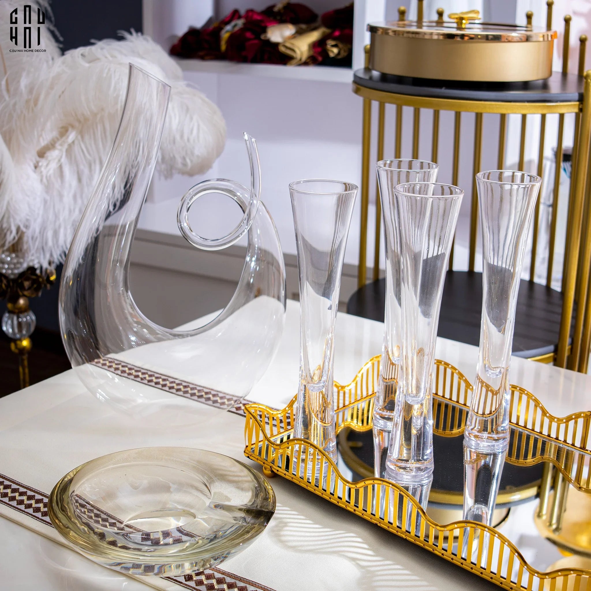 Maison Couture - Set 2 Ly Champagne Thuỷ Tinh Mint 150ml Cristalleries Glasses 190ml-CẬU HAI HOME DECOR