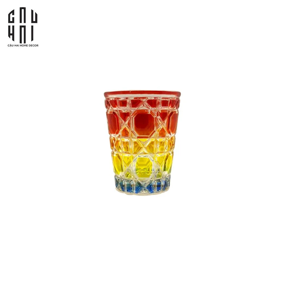 Maison Couture - Set 2 Ly Cocktail Thuỷ Tinh 7 Màu D'Or Diamant Facetté Lumière-CẬU HAI HOME DECOR
