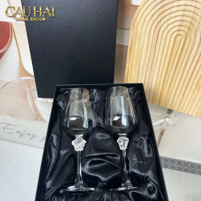 Maison Couture - Set 2 Ly Medusa Firma Lusso 476Ml Vino Rosso Glasses Full Box-CẬU HAI HOME DECOR