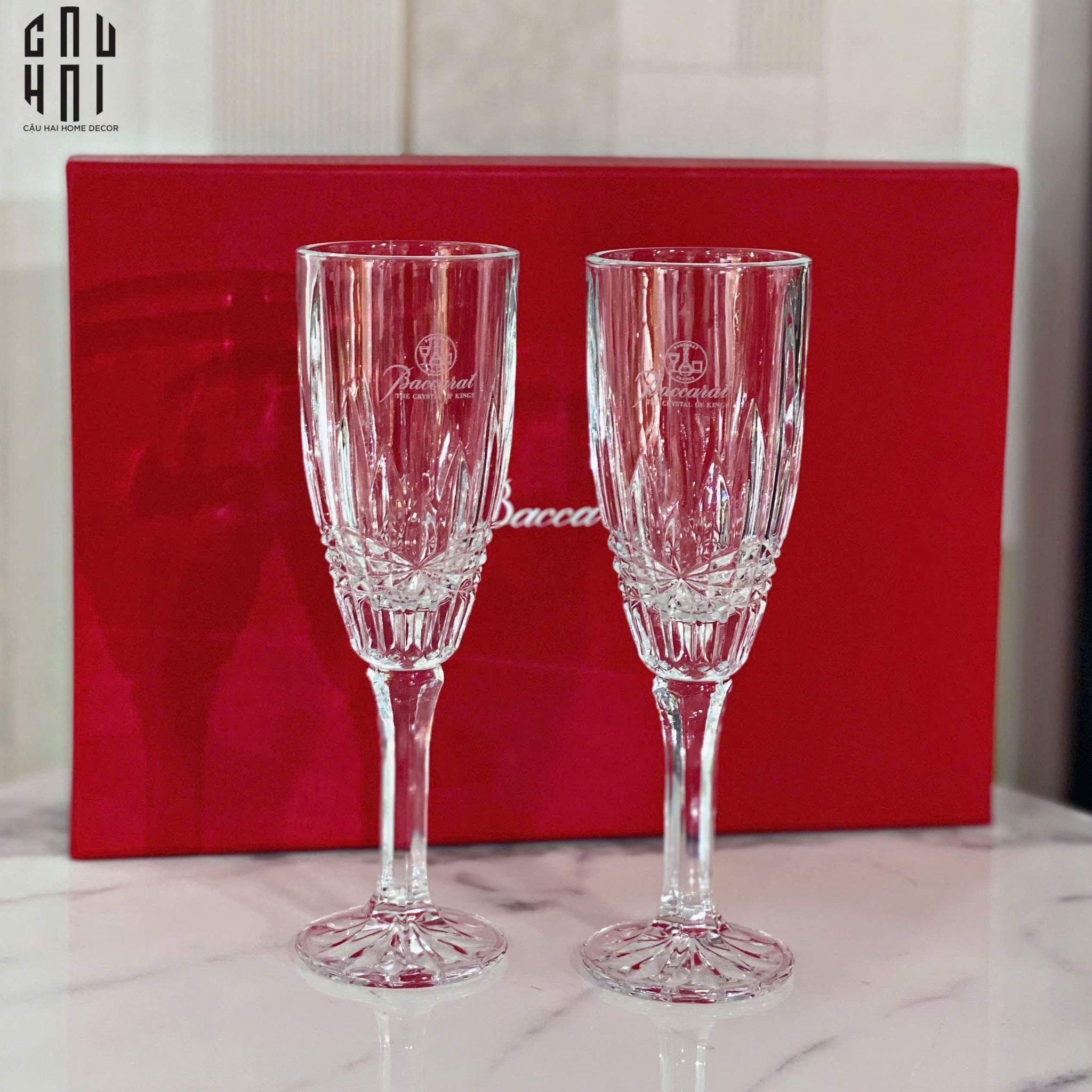 Maison Couture - Set 2 Ly Pha Lê Champagne Crown Cristalleries Allure Champagne Glasses 21.5x6.5 210ml-CẬU HAI HOME DECOR