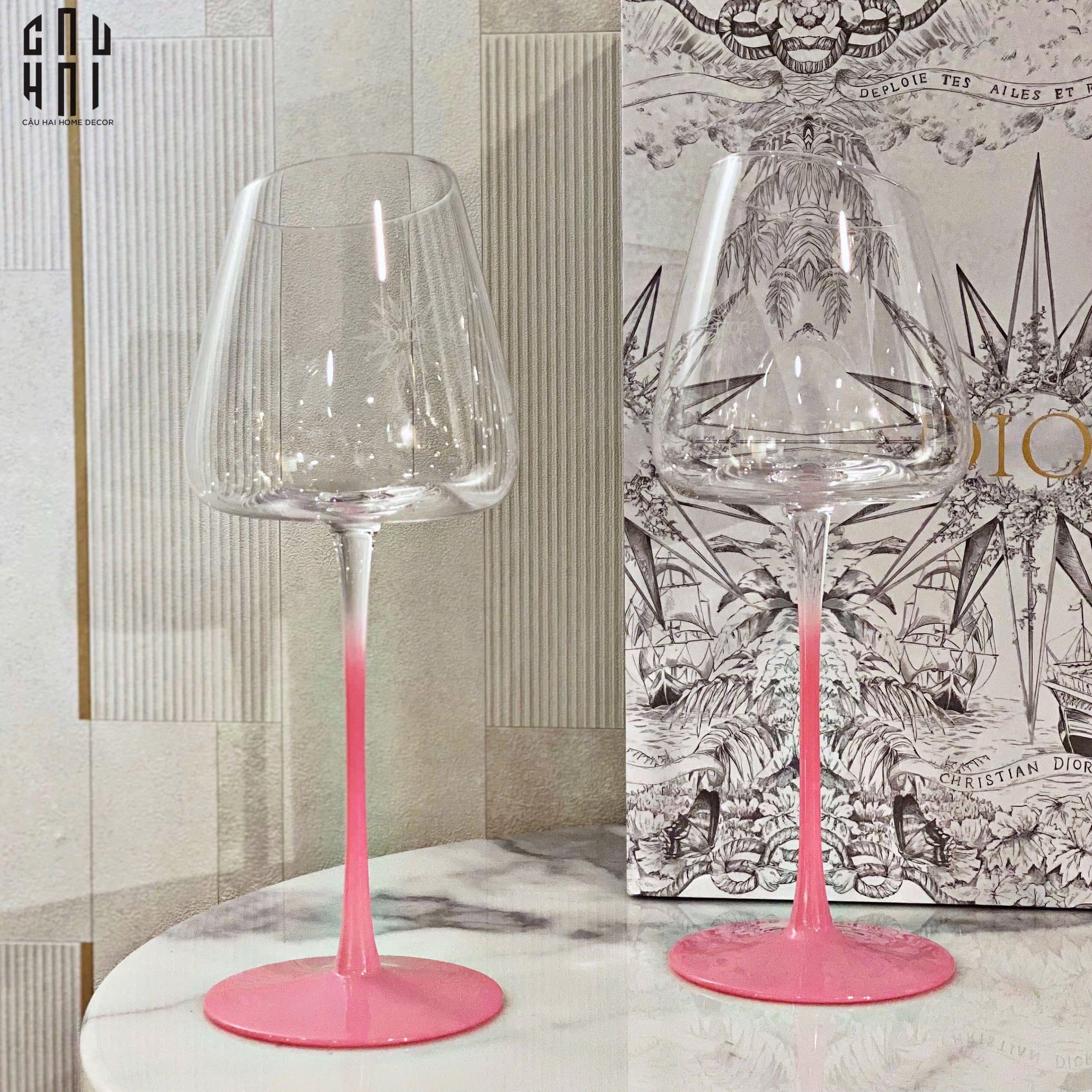 Maison Couture - Set 2 Ly Vang Màu Hồng Candy Jolie - Red Wine Glasses Set 2pcs-CẬU HAI HOME DECOR