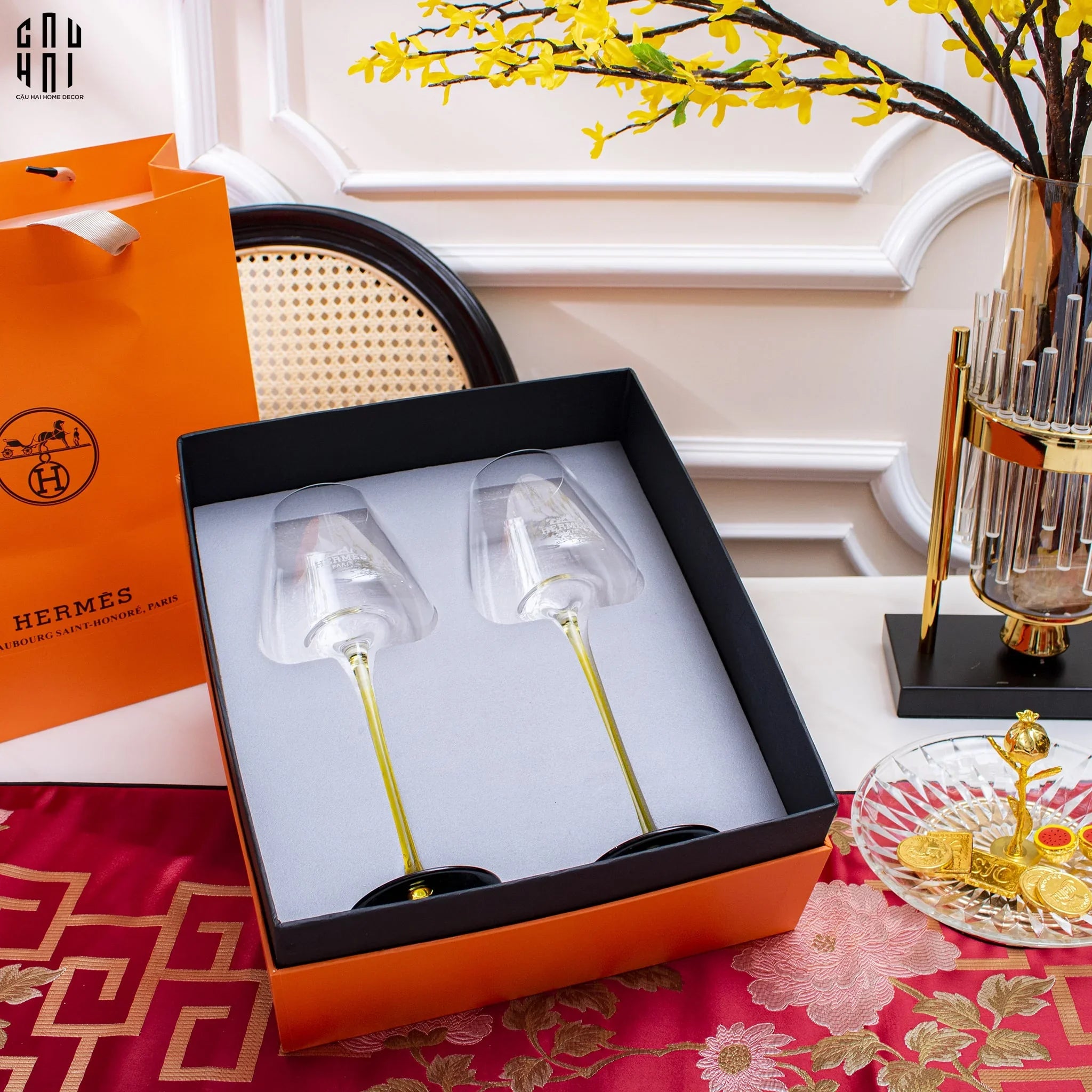 Maison Couture - Set 2 Ly Vang Thuỷ Tinh Privé Lumière Helion Wine Glasses 10x28 550ml-CẬU HAI HOME DECOR