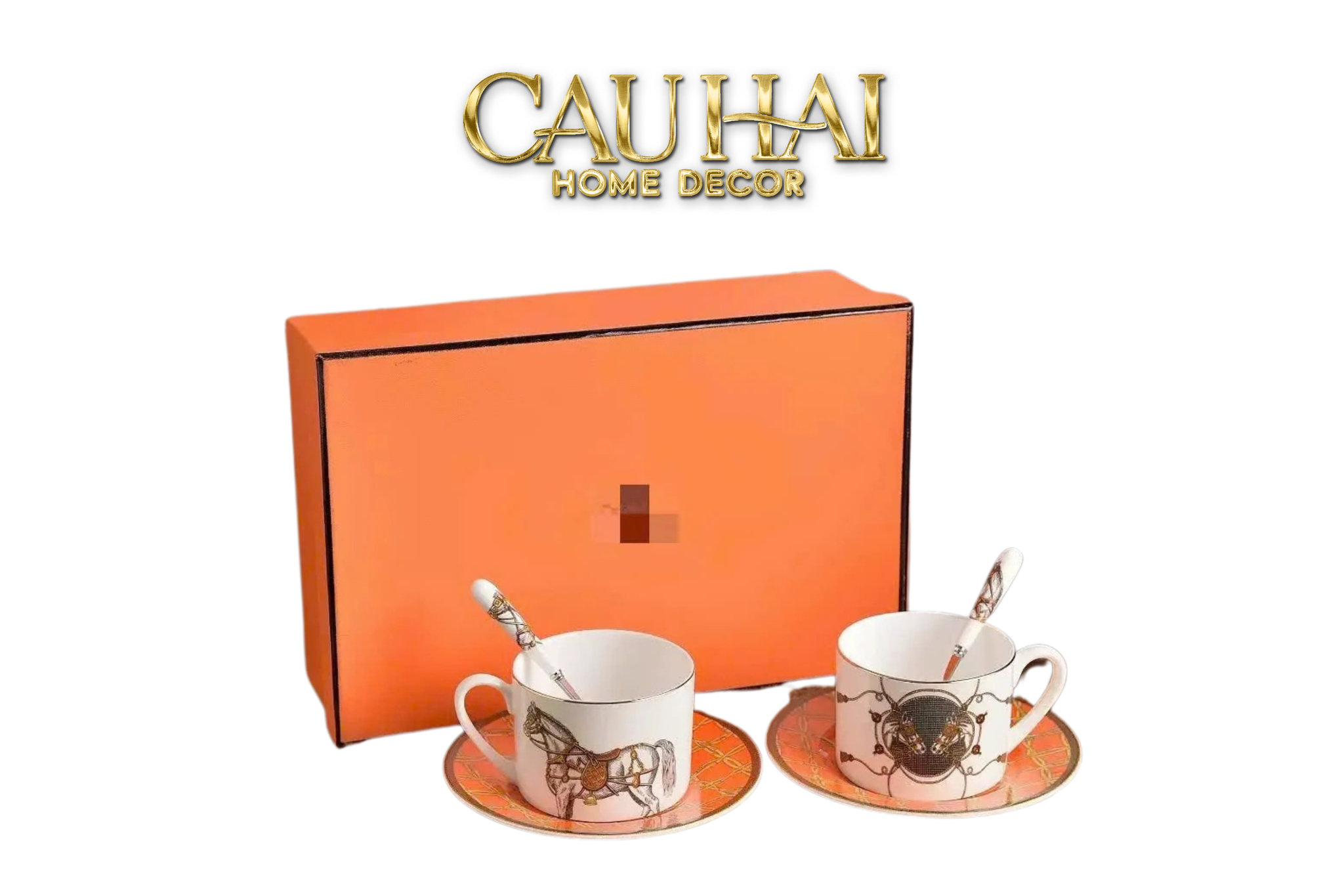 Maison Couture - Set 2 Tách La Selle Royale Tea Set Orange Harnais 6pcs - CẬU HAI HOME DECOR