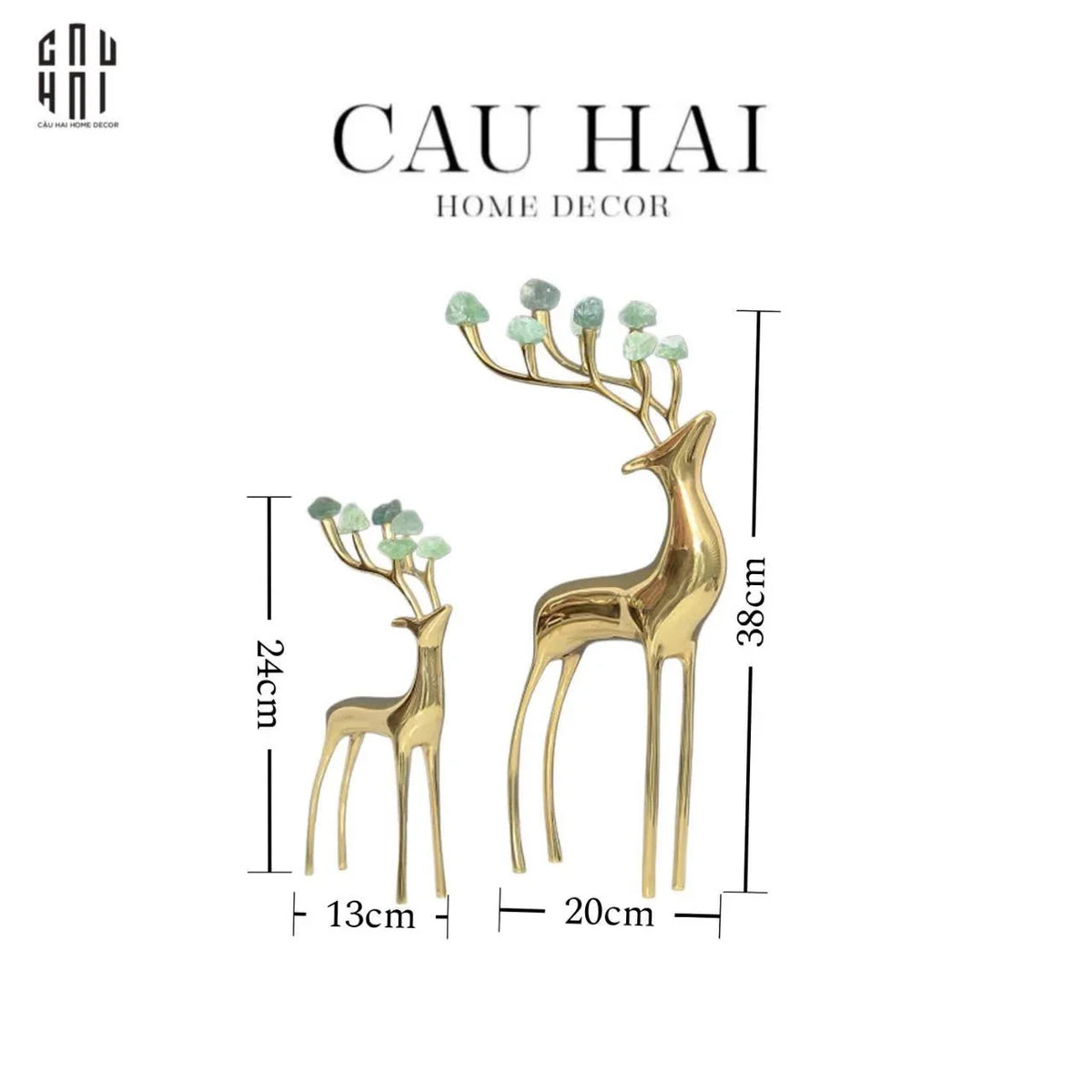 Maison Couture - Set 2 Tượng Hươu Đồng Goddess Elk Aventurine Ss25-TƯỢNG TRANG TRÍ-CẬU HAI HOME DECOR