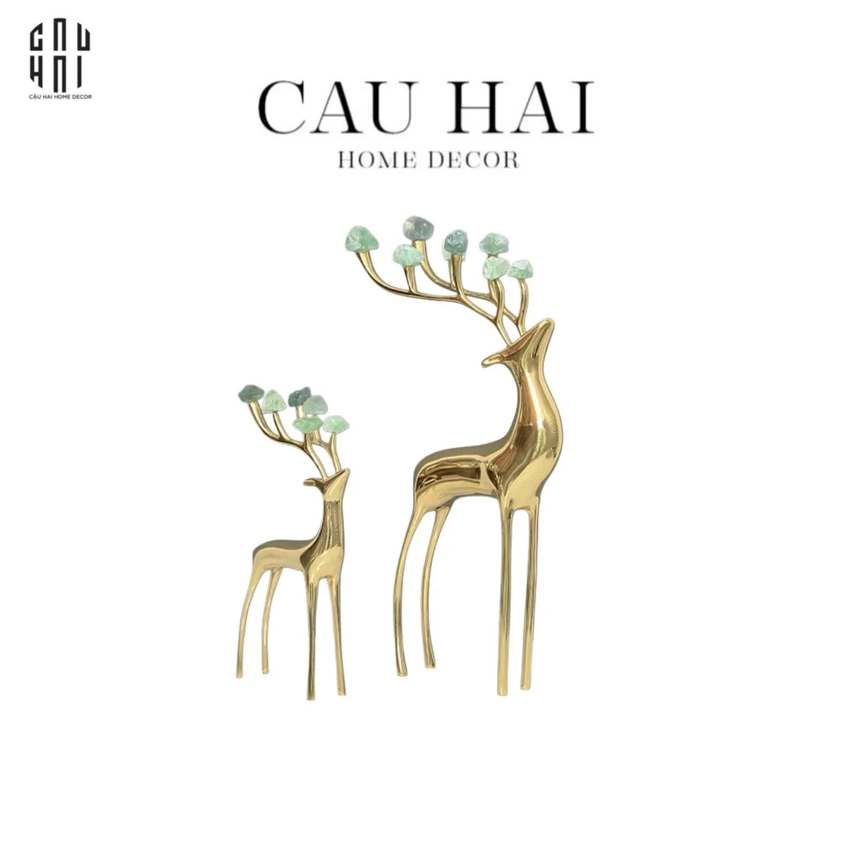Maison Couture - Set 2 Tượng Hươu Đồng Goddess Elk Aventurine Ss25-TƯỢNG TRANG TRÍ-CẬU HAI HOME DECOR