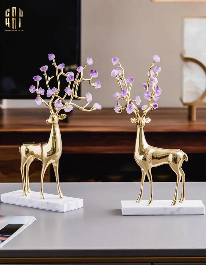 Maison Couture - Set 2 Tượng Hươu Đồng Omega Améthyste Les Sentinelles De La Forêt-CẬU HAI HOME DECOR