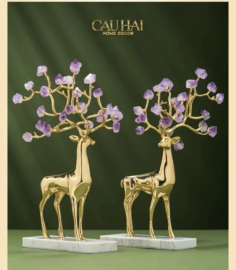 Maison Couture - Set 2 Tượng Hươu Đồng Omega Améthyste Les Sentinelles De La Forêt-CẬU HAI HOME DECOR