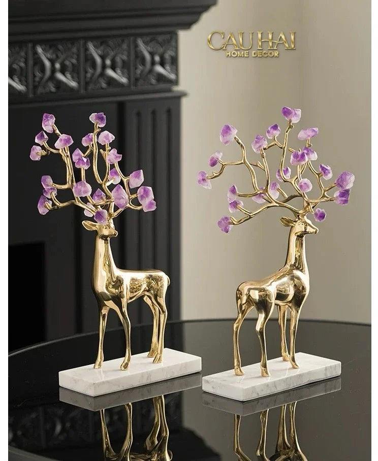 Maison Couture - Set 2 Tượng Hươu Đồng Omega Améthyste Les Sentinelles De La Forêt-CẬU HAI HOME DECOR