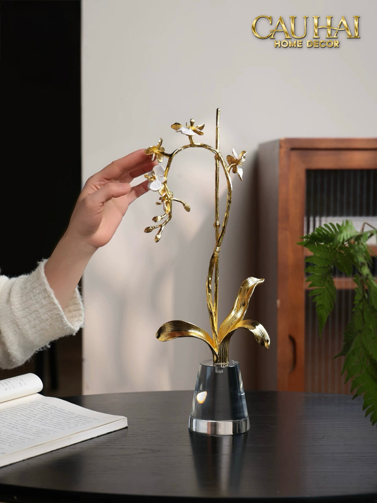 Maison Couture - Set 2 Tượng Kim Điệp Phúc Lâm Haute Orchid Golden Branches H41 / H31-TƯỢNG TRANG TRÍ-CẬU HAI HOME DECOR