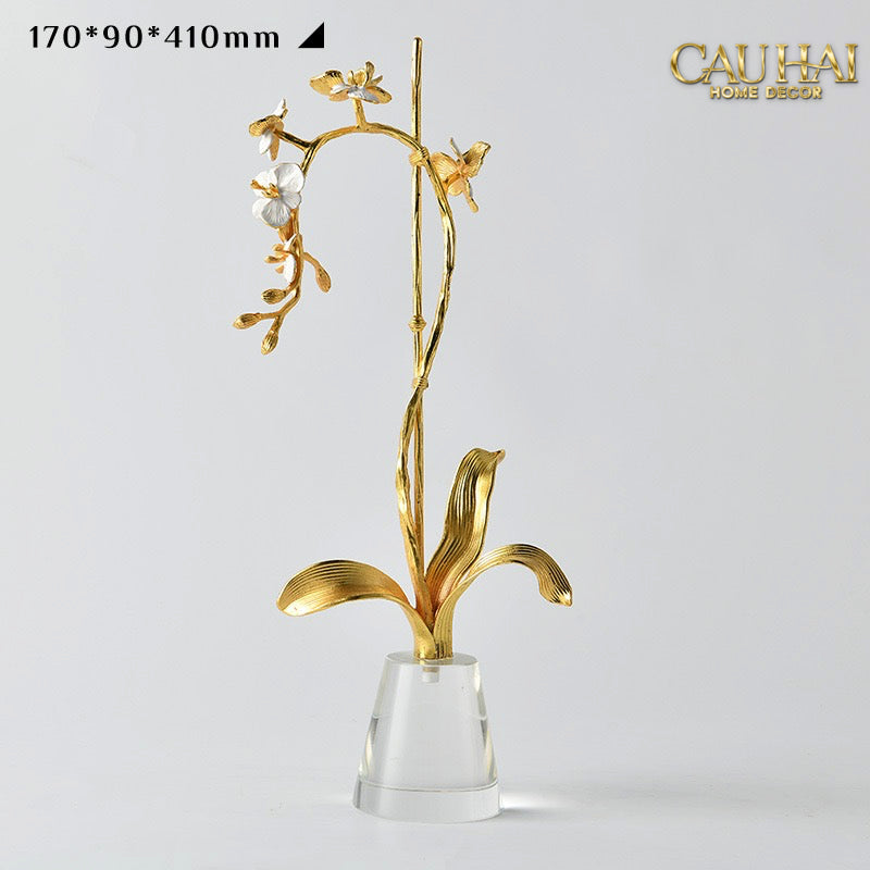 Maison Couture - Set 2 Tượng Kim Điệp Phúc Lâm Haute Orchid Golden Branches H41 / H31-TƯỢNG TRANG TRÍ-CẬU HAI HOME DECOR