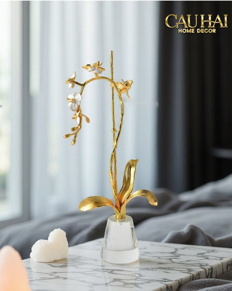 Maison Couture - Set 2 Tượng Kim Điệp Phúc Lâm Haute Orchid Golden Branches H41 / H31-TƯỢNG TRANG TRÍ-CẬU HAI HOME DECOR