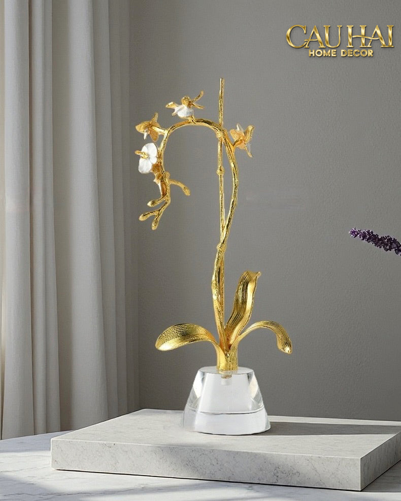 Maison Couture - Set 2 Tượng Kim Điệp Phúc Lâm Haute Orchid Golden Branches H41 / H31-TƯỢNG TRANG TRÍ-CẬU HAI HOME DECOR
