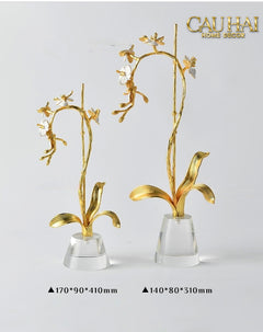 Maison Couture - Set 2 Tượng Kim Điệp Phúc Lâm Haute Orchid Golden Branches H41 / H31-TƯỢNG TRANG TRÍ-CẬU HAI HOME DECOR
