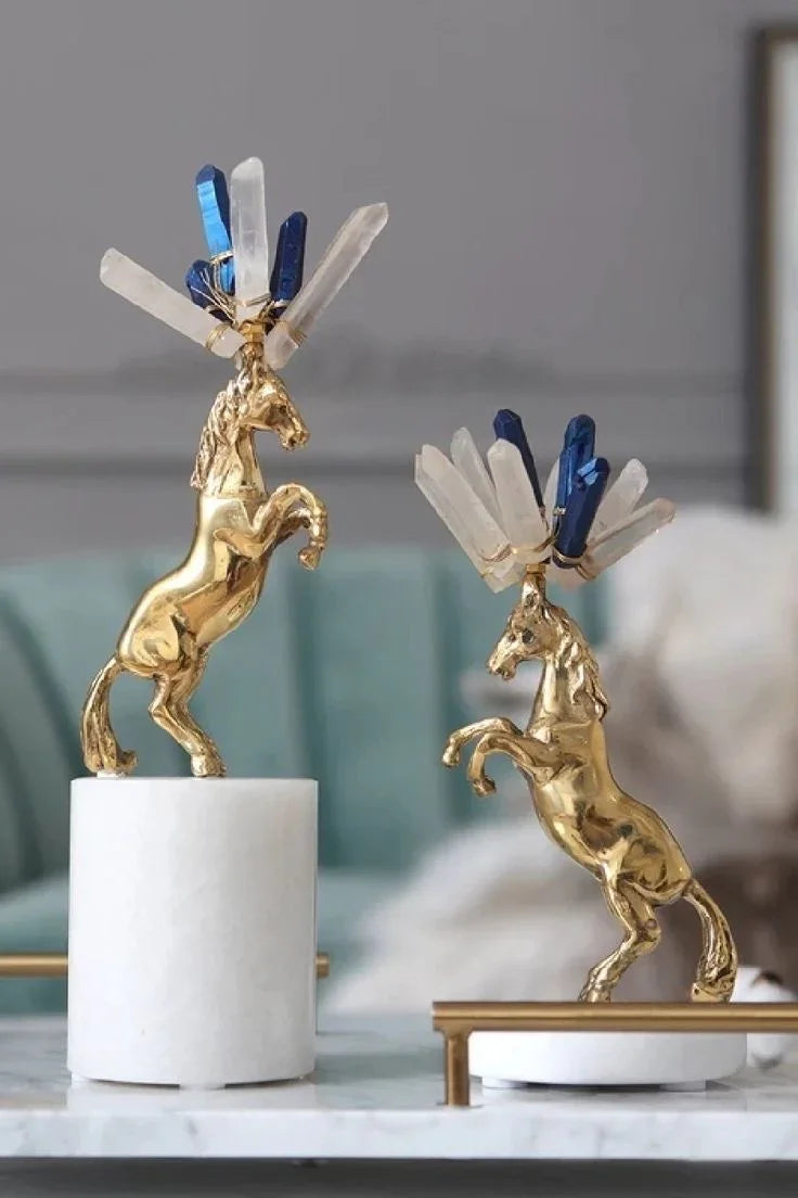 Maison Couture - Set 2 Tượng Ngựa Royal Horse Blue Quartz-CẬU HAI HOME DECOR