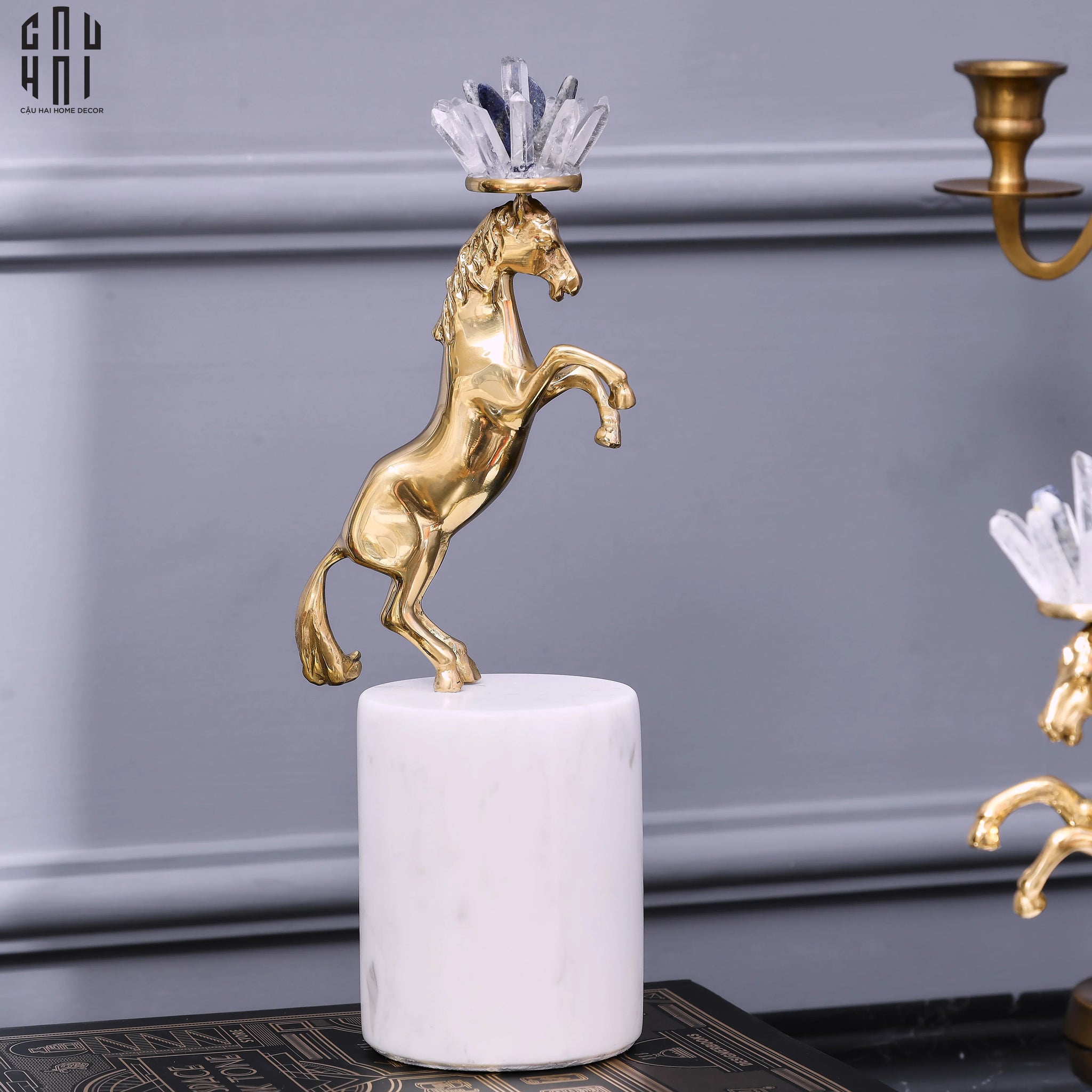 Maison Couture - Set 2 Tượng Ngựa Royal Horse Blue Quartz-CẬU HAI HOME DECOR