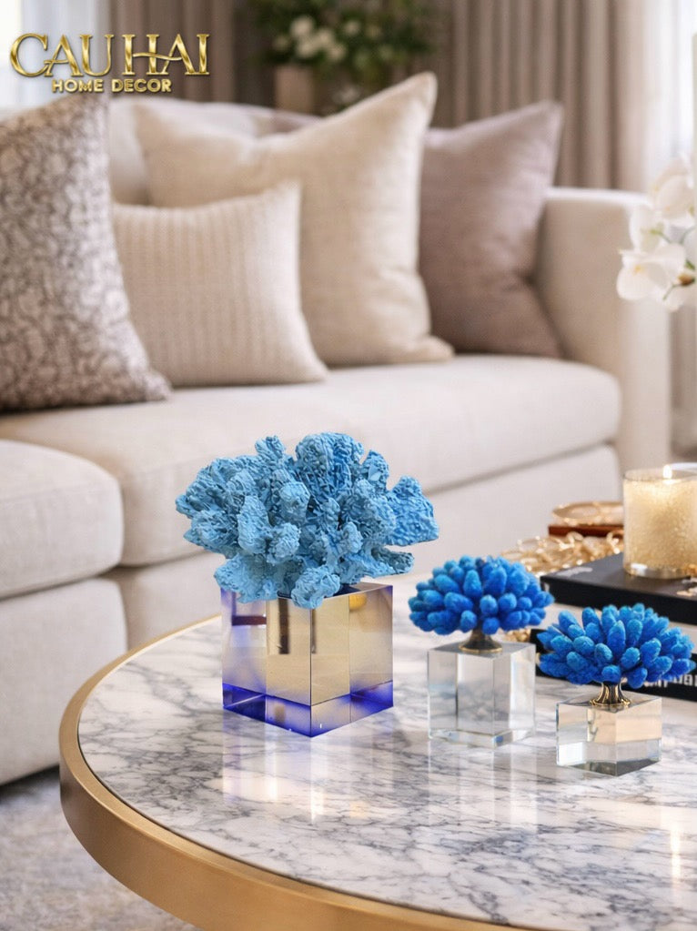 Tượng San Hô Đại Dương Blue Cristalleries Nautical Azure Coral Sculptures 15x20-TƯỢNG TRANG TRÍ-CẬU HAI HOME DECOR