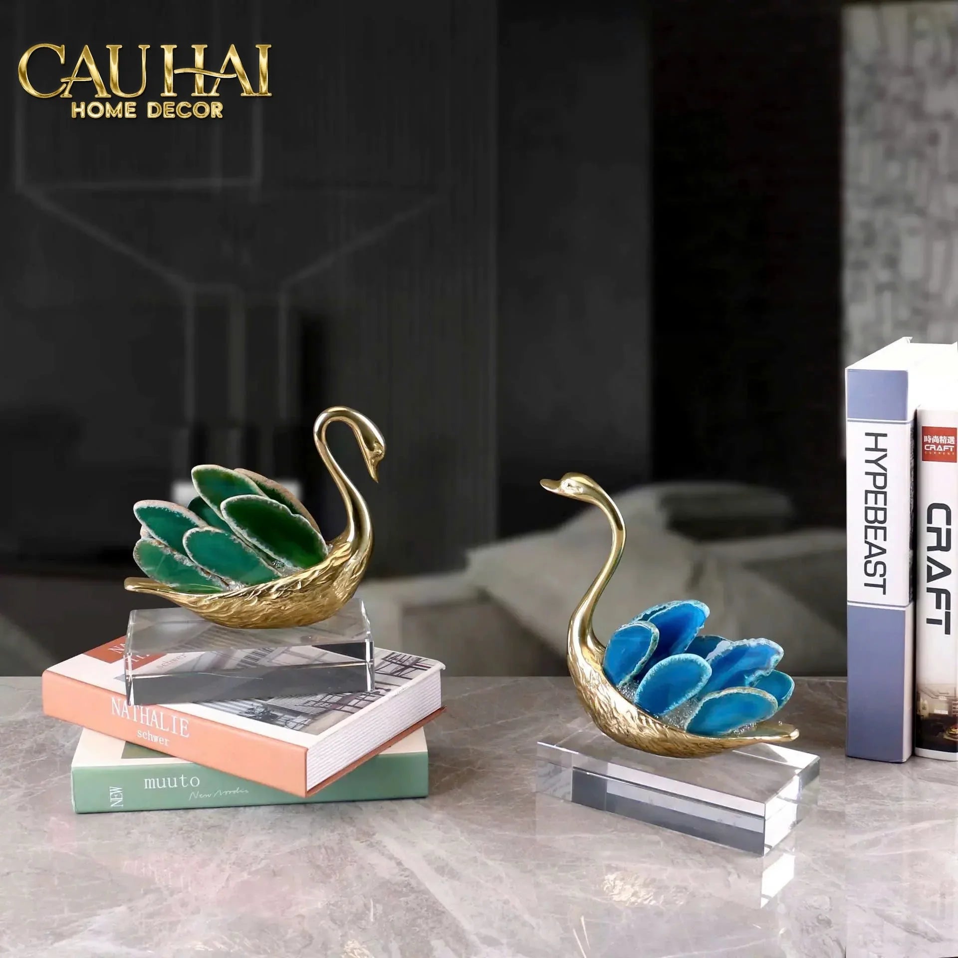 Maison Couture - Set 2 Tượng Thiên Nga Brasson Swan Gemstone - Ligne Cygne D’Amour-CẬU HAI HOME DECOR
